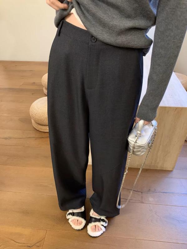 ・素材: ポリエステル, レーヨン・スタイル: ゆったり・パンツ型: ワイドレッグ・パンツ丈: フルレングス・ウエスト: ハイウエスト・厚さ: 普通・デザイン: 切り替え・カラー: ブルーグレー, ブラック・サイズ: S, M, L, XL・テイスト: エレガント, オフィス・伸縮性: なし・対象: 女性・種類: カジュアルパンツ・主素材含有量: 50%-70%・主素材2含有量: 30%-50%