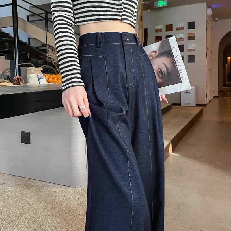 ・素材: ポリエステル繊維、粘胶纤维・スタイル: 直筒パンツ・パンツ型: 直筒・パンツ丈: 長ズボン・ウエスト: ハイウエスト・流行: ポケット・カラー: ブラック, ブラック(加長), ブラック(小柄), デニムブルー, デニムブルー(加長), デニムブルー(小柄), デニムブラック, デニムブラック(加長), デニムブラック(小柄)・サイズ: XS, S, M, L, XL, 2XL・スタイル: ギャル・主成分含量: 50%-70%・テイスト: 御姐風・ストレッチ: 微ストレッチ・性別: 女性・製品タイプ: カジュアルパンツ・主成分2含量: 30%以下・加工: 防しわ加工