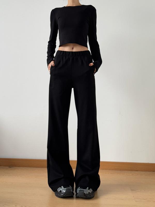 パンツ レディース ベルボトム レトロ ローライズ 美脚 スラックス 黒 XS S M L XL