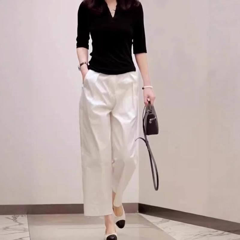 パンツ レディース 春夏 高身長 ワイドパンツ ポリエステル 直筒パンツ ゆったり オフィスカジュアル 普段使い 韓国風 ファッション 白..