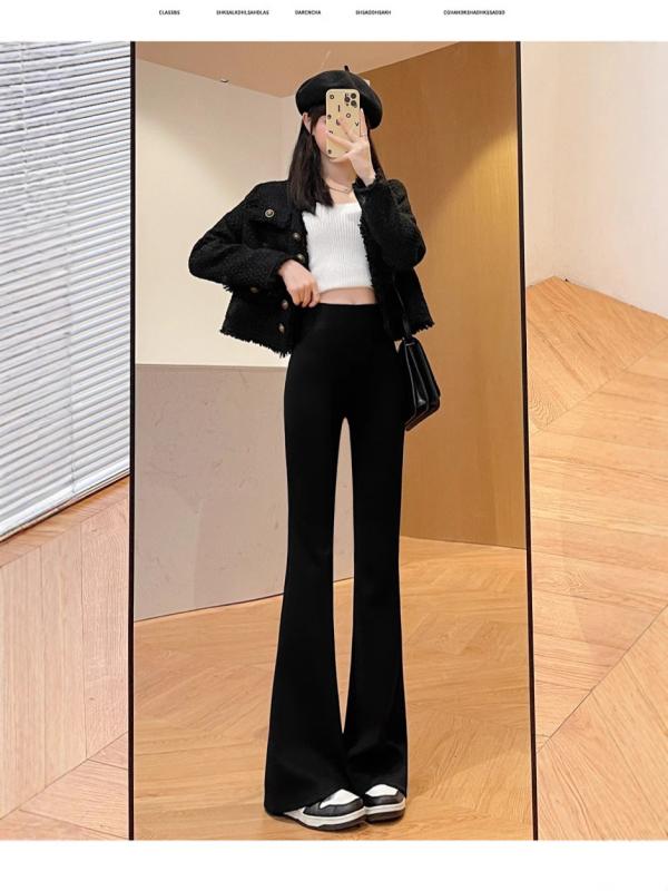 パンツ レディース 高見え 美脚パンツ 伸縮性 ストレッチ ハイウエスト 微フレアパンツ ヨガパンツ スラックスパンツ 接触冷感 吸湿速乾 黒 ブラック グレー ブラウン ポリエステル