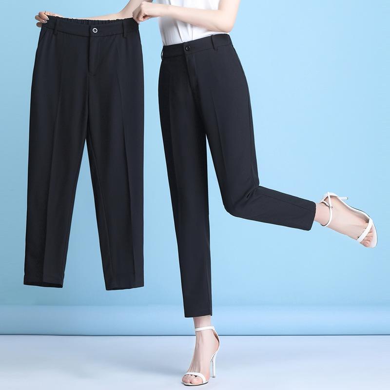 パンツ レディース 春夏 高身長 高見え 接触冷感 イージーパンツ 9分丈 ゆったり スリム ブラック ポリエステル ハーレムパンツ