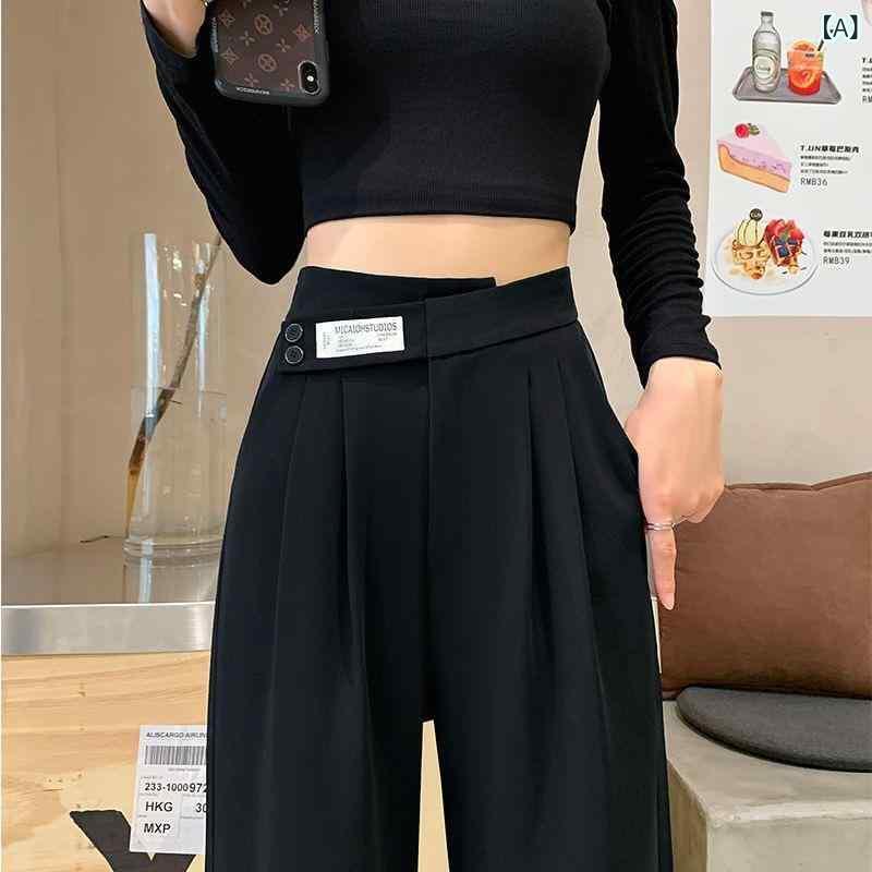 パンツ レディース 春秋 高見え ワイドレッグパンツ ウエストゴム ゆったり ストレート スラックス ロングパンツ ポリエステル ブラック グレー ブラウン オフィスカジュアル きれいめ