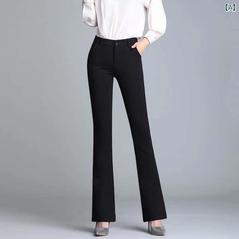 パンツ レディース 黒色 春秋 高腰 ワイドレ...の紹介画像2