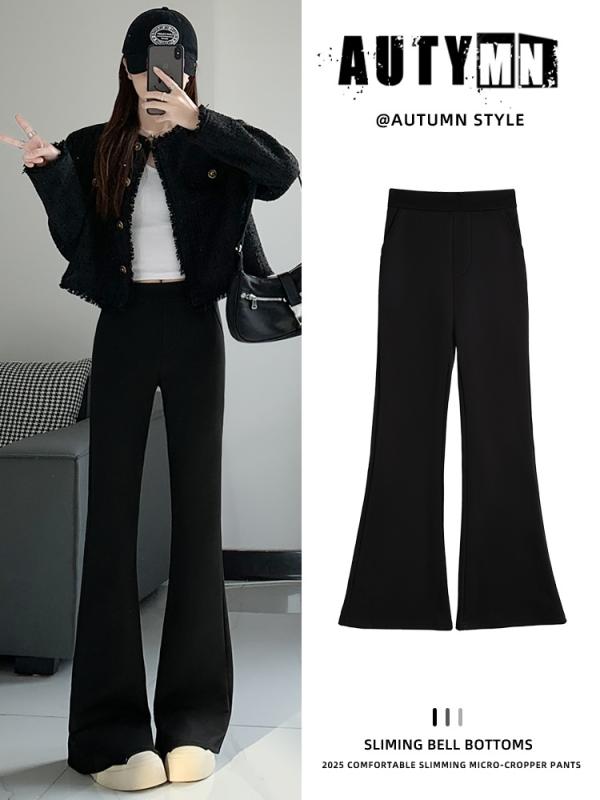 パンツ レディース 秋冬 高品質 微フレアパンツ スラックス ハイウエスト 美脚 スタイルアップ ポリエステル 伸縮性 ブラック 黒 グレー 紺 小柄 高身長 きれいめ オフィスカジュアル 通勤 普段使い