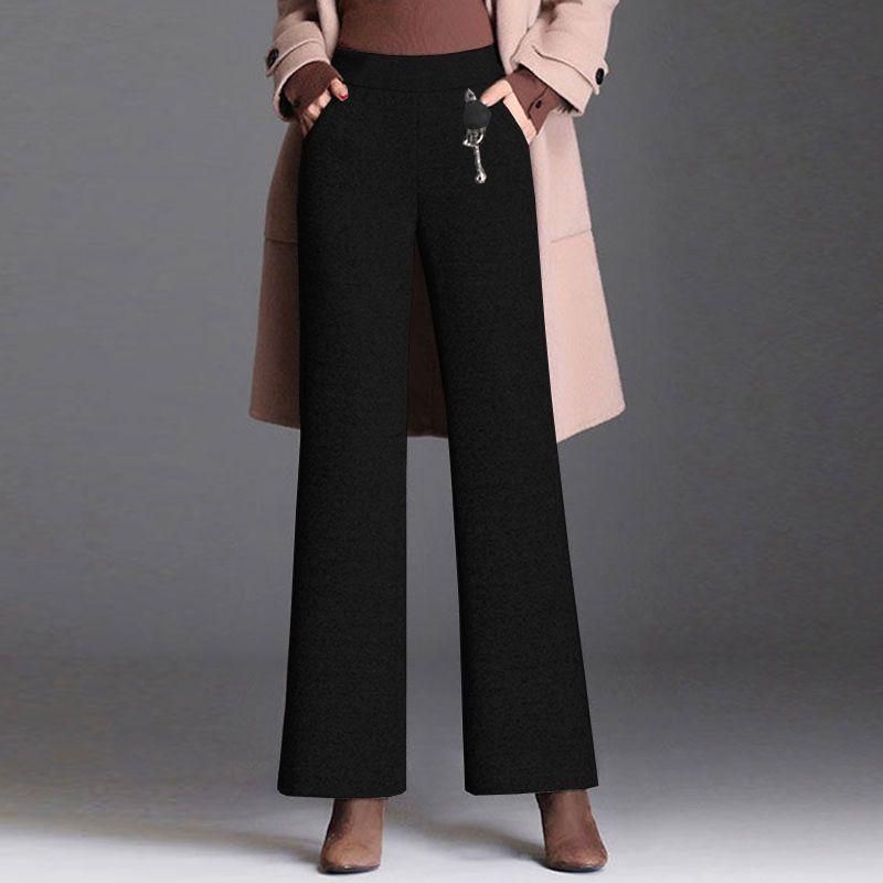 パンツ レディース 秋冬 高見え 美脚 毛呢 微喇叭パンツ スラックス ハイウエスト テーパード ロングパンツ オフィス カジュアル きれいめ 通勤 無地 伸縮性