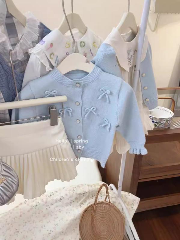 ニット カーディガン 女の子 キッズ ベビー 蝶結び かわいい 秋冬 韓国風 長袖 ト...