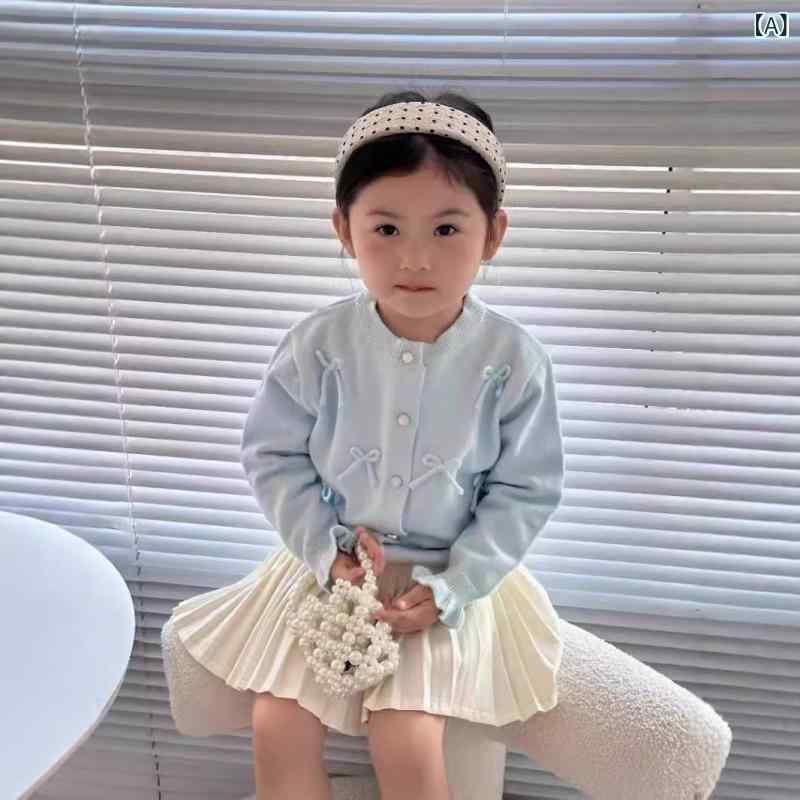 ニット カーディガン 女の子 キッズ ベビー 蝶結び かわいい 秋冬 韓国風 長袖 ト...