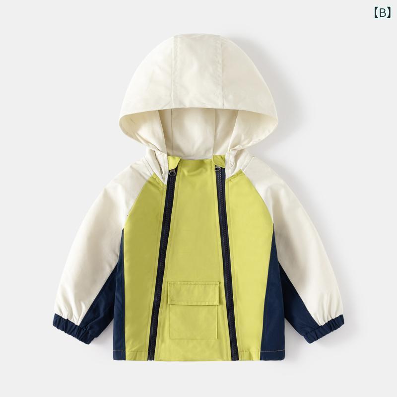 子供服 ジャケット 春秋 男の子 配色 切り替え ジップアップ パーカー 薄手 ボーイズ アウター 普段使い