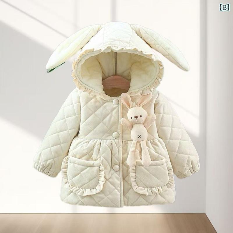 子供服 ベビー服 ガールズ 冬用 中綿入りジャケット 厚手 防寒 アウターウェア 赤...