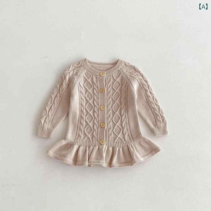 ニット・セーター キッズ 女の子 カーディガン ケーブル編み 春秋 かわいい 長袖 コットン アウター 子供服