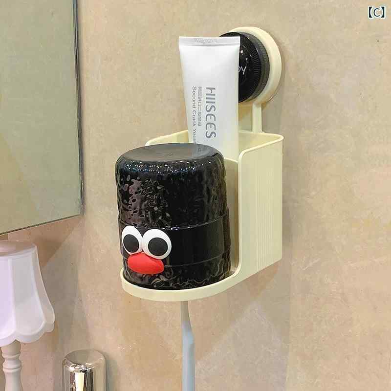 歯ブラシスタンド 歯ブラシホルダー コップ付き 壁掛け 収納ケース 洗面所 浴室 大口デザイン