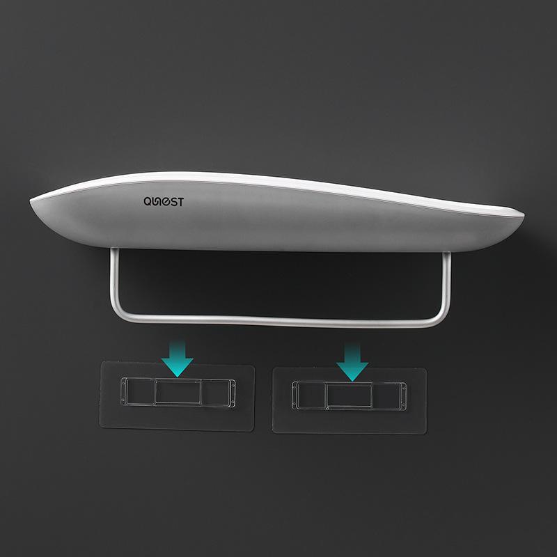 浴室 収納棚 壁掛け式 ラック 洗面所 脱衣所 シャンプーラック タオルバー付き プラスチック製 ブラッ..