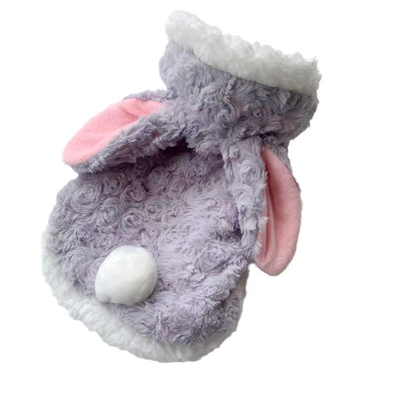 ペット服 小型犬 秋冬 綿服 ローズ ベルベット 犬 服 かわいい ウサギ ポンチョ XS S XL