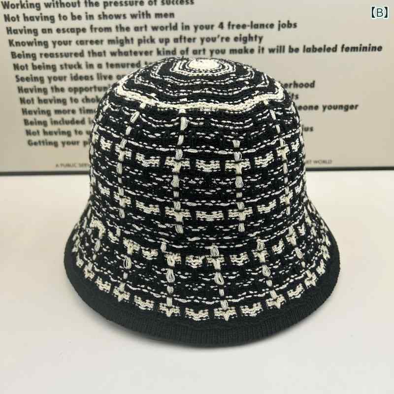 麦わら帽子 レディース 格子柄 漁夫帽 通気性 UVカット 日よけ帽子 ハット かわいい おしゃれ カジュアル 旅行 アウトドア 秋冬 米白色 ブラック