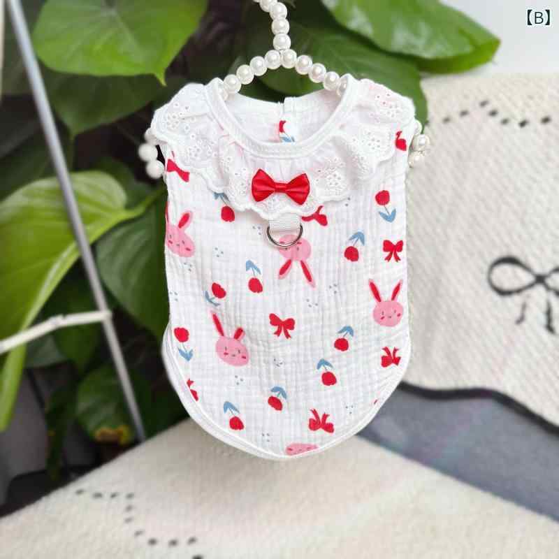 ペット服 犬 猫 春夏 レース コットン ベスト かわいい 通気性 粒娴宠 小型犬 超小型犬