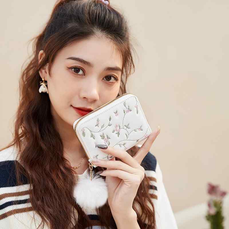 ・素材: PUレザー・柄: 花柄・スタイル: スイート・性別: 女性・裏地: ポリエステル・カラー: ホワイト, ブラック, グリーン, ブルー・用途: デイリー・種類: コインケース