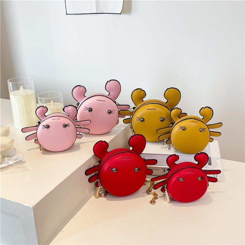 財布 レディース 小銭入れ コインケース カニ モチーフ PUレザー かわいい パステルカラー イエロー レ..