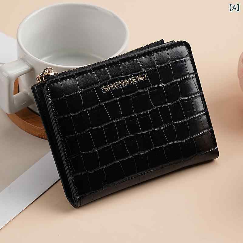 財布 レディース カードケース ストーン柄 二つ折り 高級感 ミニ財布 ウォレット ブラック ピンク系 2