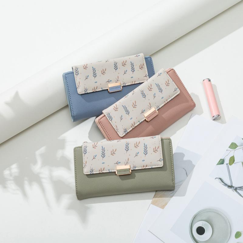 財布 レディース 長財布 花柄 切り替え 大容量 カード収納 小銭入れ付き おしゃれ かわいい グリーン ブルー ブラック ピンク系 キャメル ベージュ