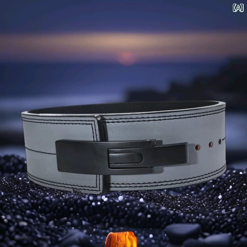 スポーツ用腰ベルト 男性用 ウエストサポーター 牛革 トレーニング 筋トレ スクワット デッドリフト ウェイトリフティング 厚手 グレー..