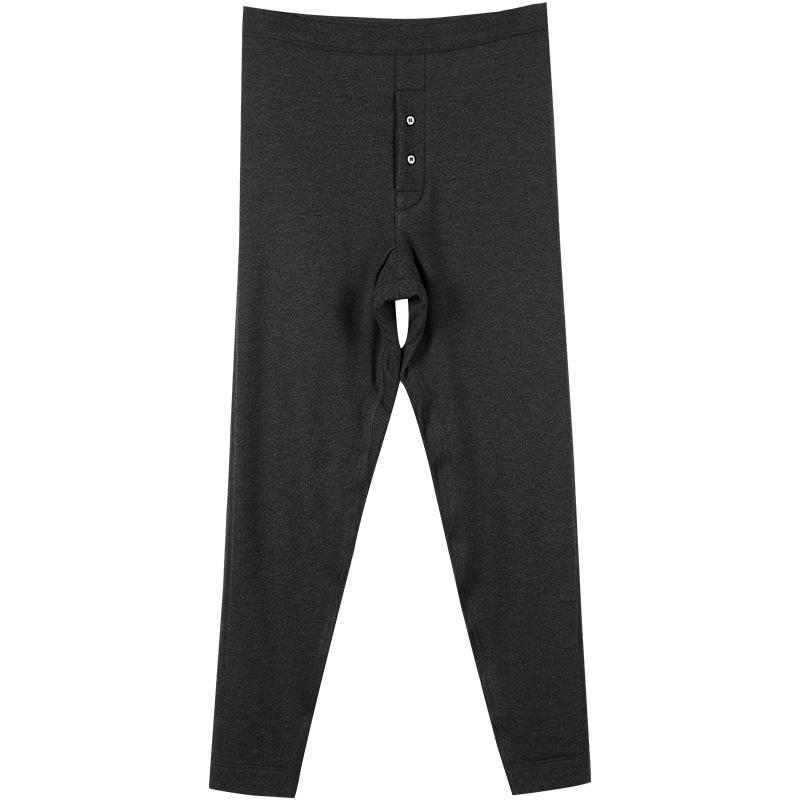 メンズ 羊毛 カシミア パンツ あったか インナー ロング 厚手 裏起毛 ゆったり 大きいサイズ 炭黒 グレ..