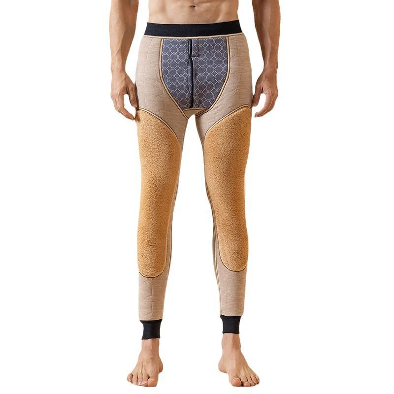 メンズ パンツ 秋冬 裏起毛 厚手 綿 高腰 膝保護 腰保護 暖かい あったか 極暖 大きいサイズ 男性用 防..