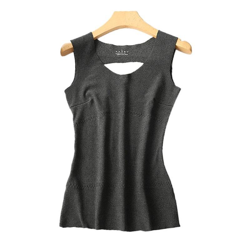 ベスト レディース 秋冬 加厚 発熱 保温 暖か 腹巻 護る 腹巻き 無縫製 起毛 両面 パッド付き 深灰 伸..