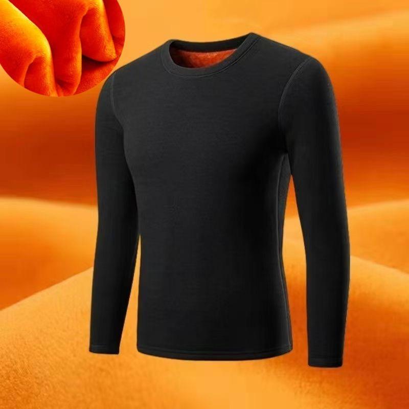 肌着 男性用 秋冬 加厚 裏起毛 防寒 インナーシャツ 長袖 クルーネック Tシャツ ポリエステル あったか..