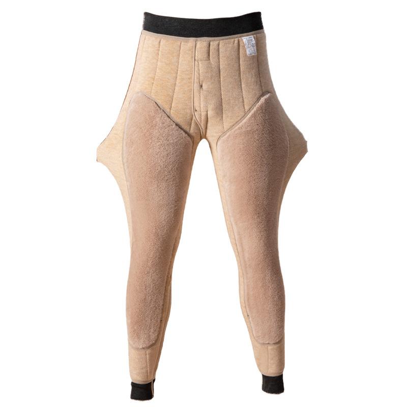 綿パンツ 男性用 女性用 ウール混紡 裏起毛 あったかパンツ 膝当て付き ハイウエスト ズボン下 インナ..