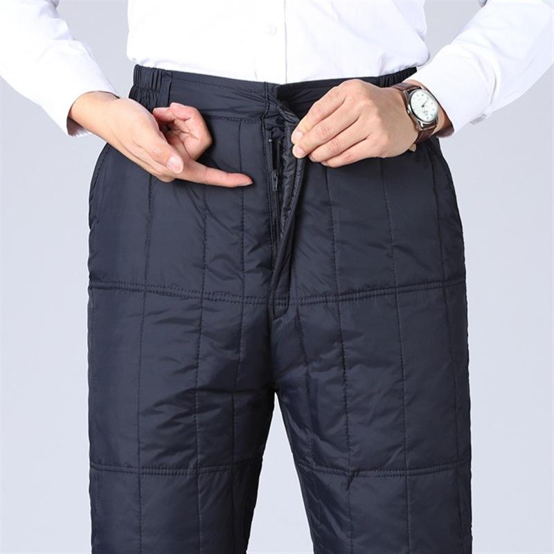 羽毛パンツ 男性用 高齢者向け 防寒 ズボン 暖かい 白ダックダウン 高腰 ラージサイズ 裏起毛 紺 グレ..