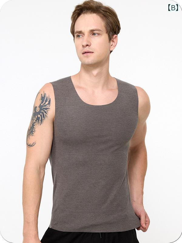 メンズ 保温ベスト 男性用 腹巻き付き 防寒 インナー 暖かい 肌着 シームレス ウール混 ポリエステル ブラック グレー ネイビー ブラウン 大きいサイズ 秋冬 2