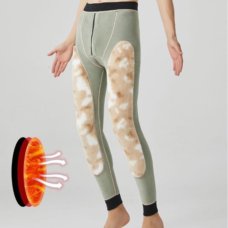 ズボン メンズ 男性用 保温パンツ 裏起毛 高腰 ロング丈 伸縮性 ウエストゴム あったか 極暖 深グレー