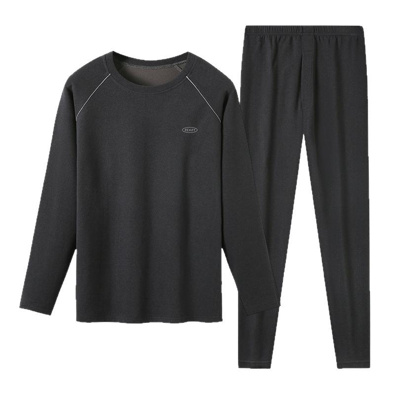 肌着 メンズ 男性用 上下セット 長袖 インナーシャツ スラックス ポリエステル 羊毛 蚕糸混紡 ウール 混紡 防寒 あったかインナー 暖かい 伸縮性 ストレッチ ラウンドネック シンプル 無地 ダークグレー ブラック グレー ブラウン ブルー