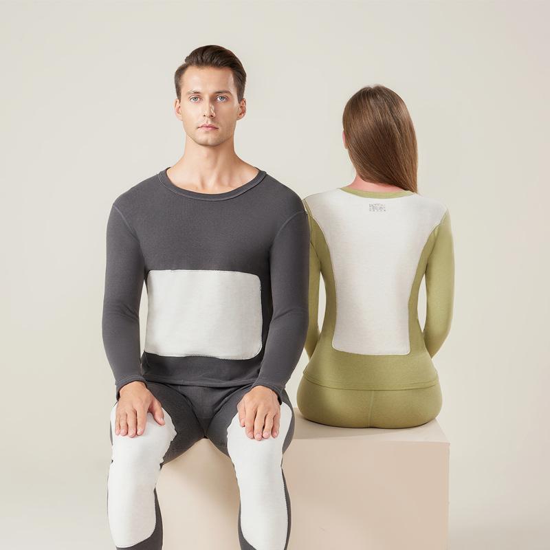 インナー レディース メンズ 上下セット 長袖 あったか 保温 肌着 パジャマ 寝巻き ポリエステル 無地 ..