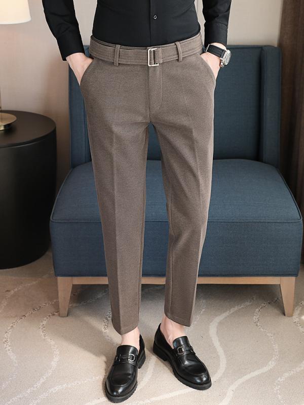 パンツ 男性用 秋冬 星空風 ウール混紡 カジュアル スラックス 細身 ストレート ロングパンツ ズボン 普段使い