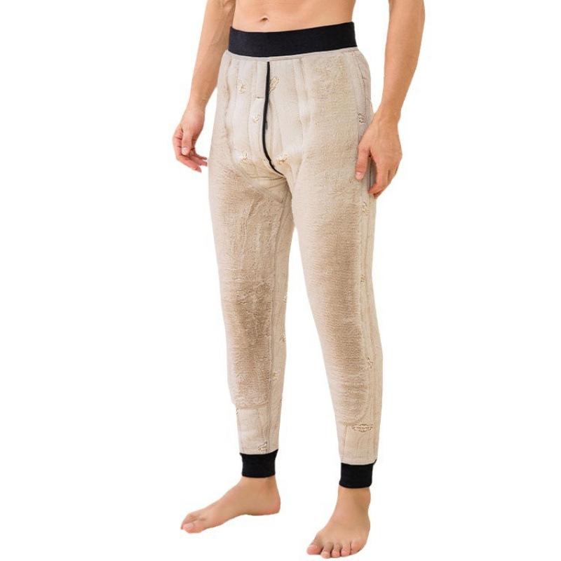 メンズ 羊毛 保温パンツ 裏起毛 膝当て 腰当て付き 大判サイズ 防寒 ズボン 男性用 秋冬 あったかイン..