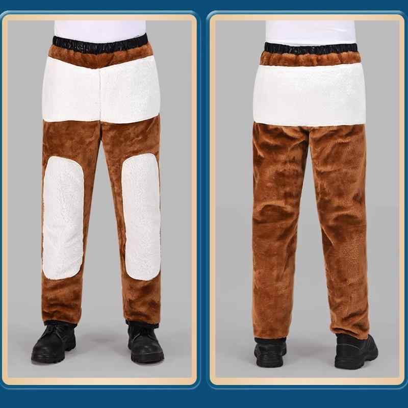 パンツ 中高年 男性用 防風 保温 裏起毛 厚手 防水 バイク用 耐摩耗 労作業 厚手 ウエスト保護 綿 アウ..