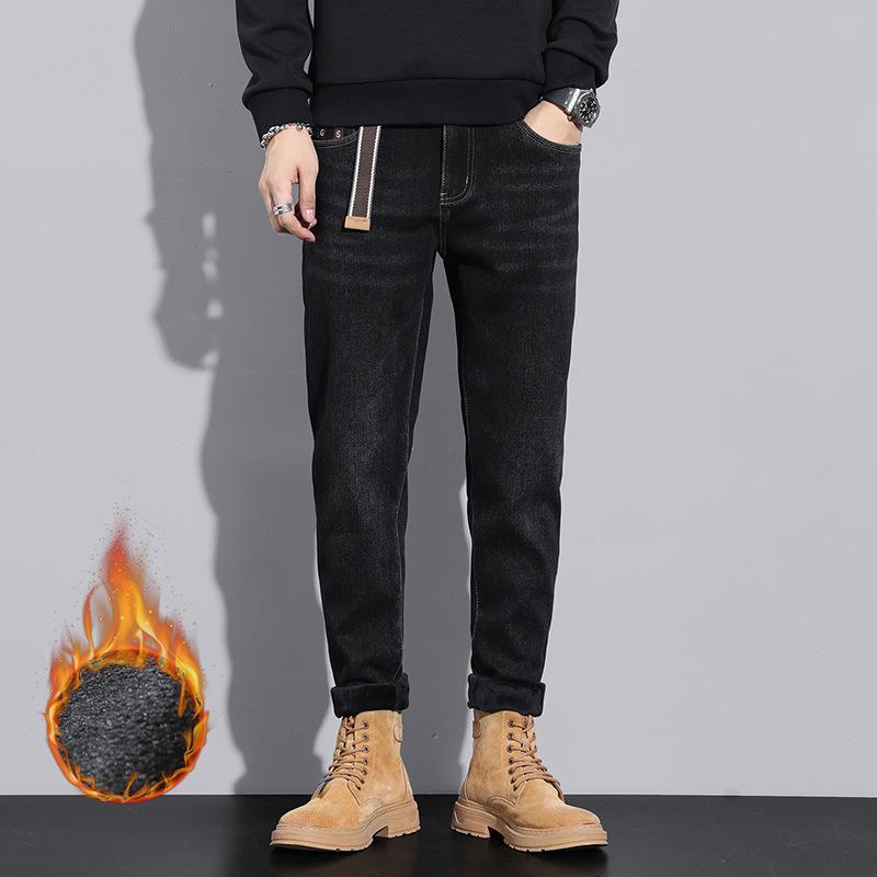 デニムパンツ 男性用 ジーンズ Gパン ジーパン ロングパンツ 黒 ブラック 中厚手 レギュラーフィット ..