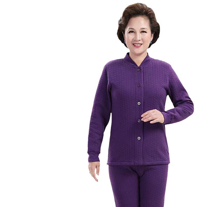 インナーウェア 上下セット 男性用 女性用 三層 あったか 全綿100% Vネック 長袖 トップス 長ズボン 秋..