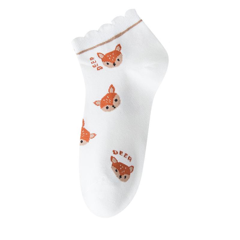 ・機能: 吸汗, 防臭・柄: 動物柄・適用性別: 女・適用年齢: 青年（18-40歳）, 少年（13-18歳）・主な素材: 綿・針数: 200N・適合シーズン: 春, 夏・製品カテゴリ: カジュアルソックス・カラー: 2211韓系小鹿袜(5...