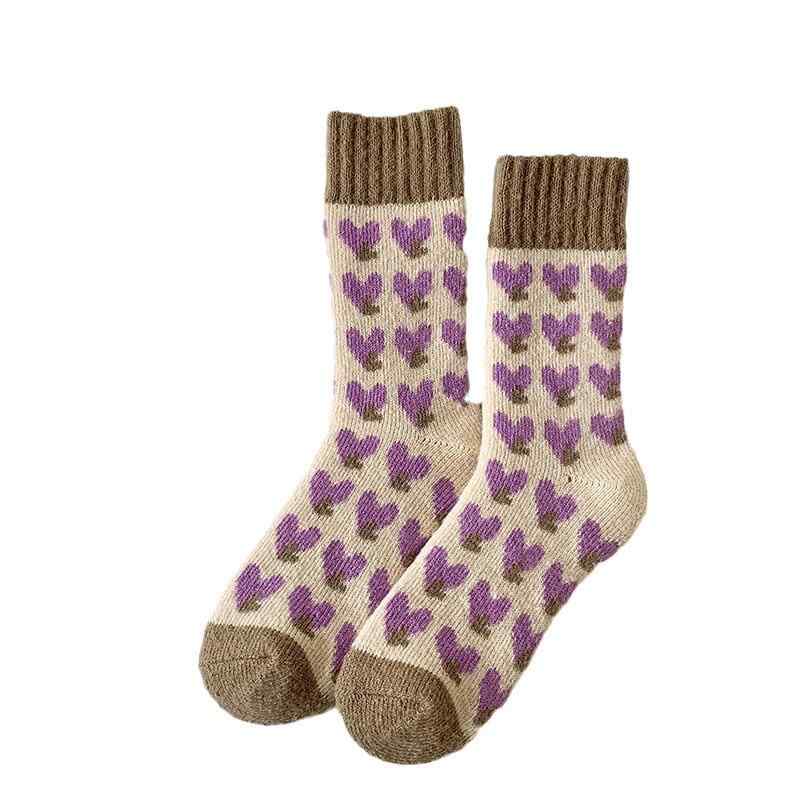 靴下 レディース ルームソックス ウール混紡 厚手 あったか 冷え取り 暖かい 保温 冬用 防寒 冷え性対策 睡眠 パイル 裏起毛 ボーダー柄