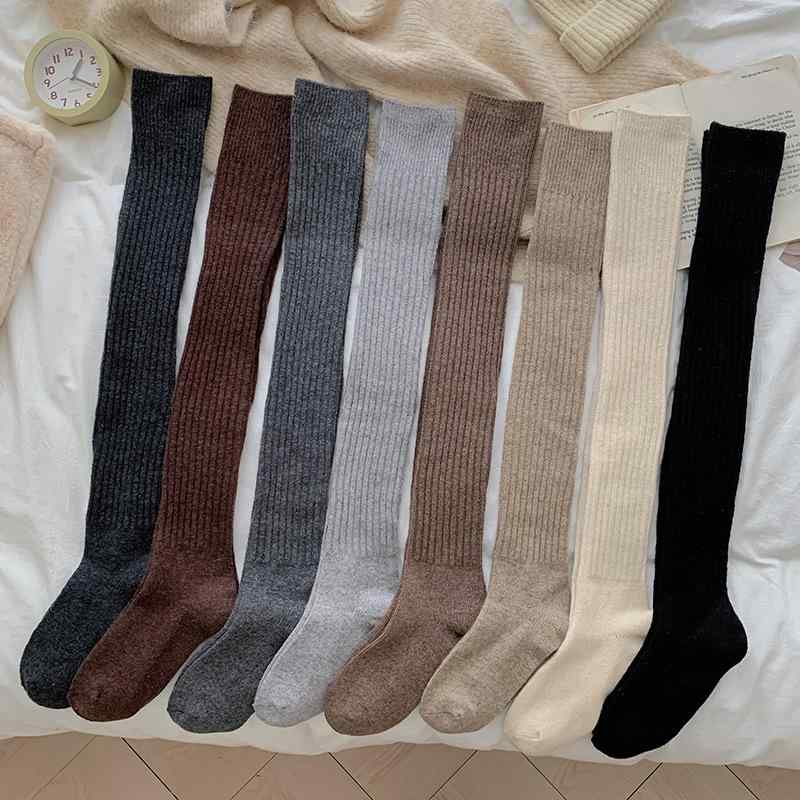 靴下 レディース 秋冬 羊毛 ソックス 膝上 厚手 あったか ウール混 小leg 靴下 膝丈 ハイソックス 高筒..