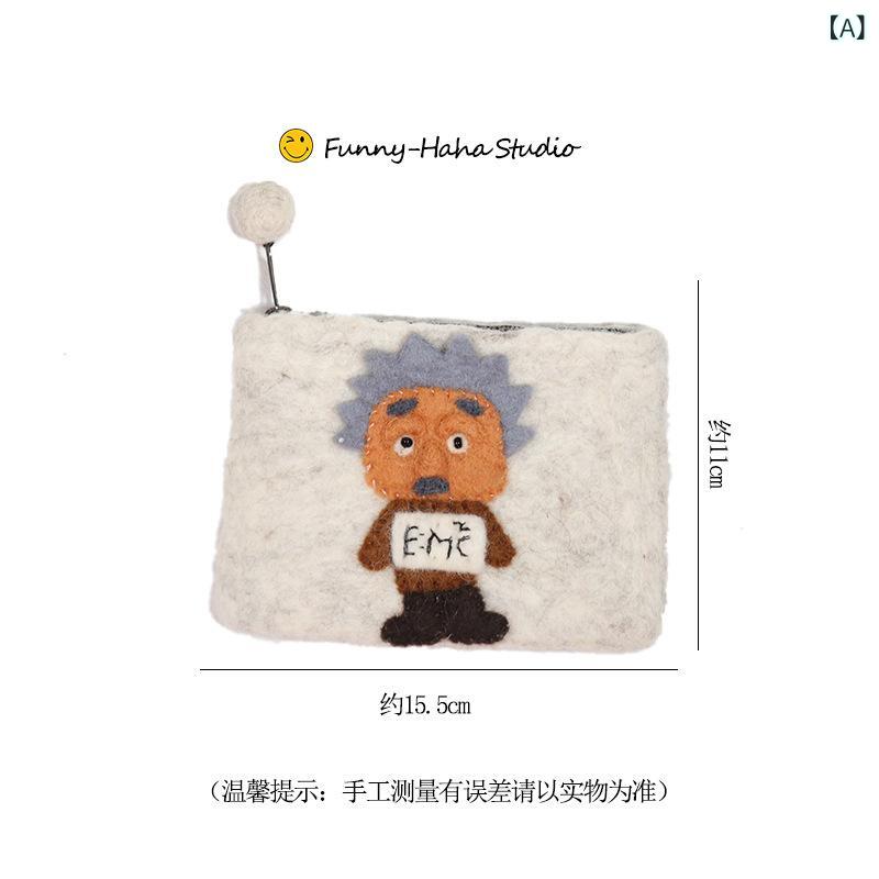 シャドーテールの財布 レディース かわいい アインシュタイン風 動物モチーフ コインケース ミニ財布 ハンドメイド ウール フェルト 森ガール(x3)｜アングル2