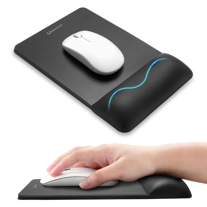 UnivoColors サイズ マウスパッドリストレスト一体型 手首置き プレミアムPU素材 低反発クッション 長時間操作のサポート