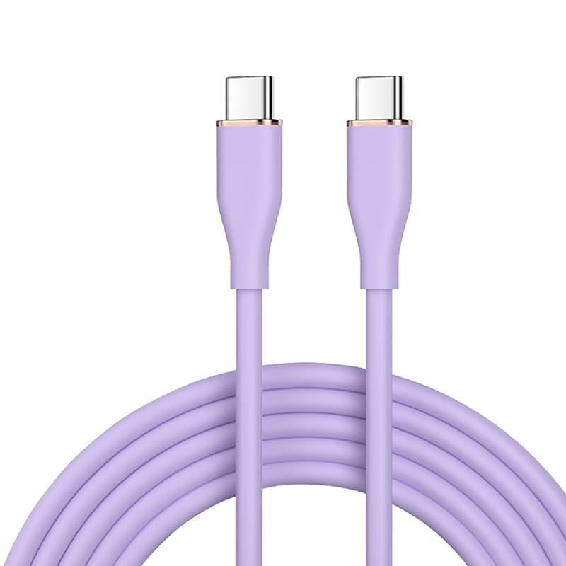 ケーブル シリコン USB Type C-C の急速充電ケーブル 1.2m 最大 65W対応のPD 高速データ転送 充電ケーブル Android Type C 急速 充電 16 Pro Max 16e 15 Pro Max Plus C-C ピンク テレ