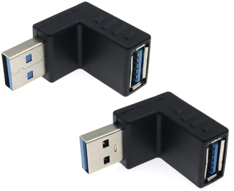 オーディオファン USB変換アダプタ USB3.0 USB3.2 Gen1 (5Gbps) L字型 USB-A (オス) - USB-A (メス) 変換アダプター L型AB 各1点 (2点)