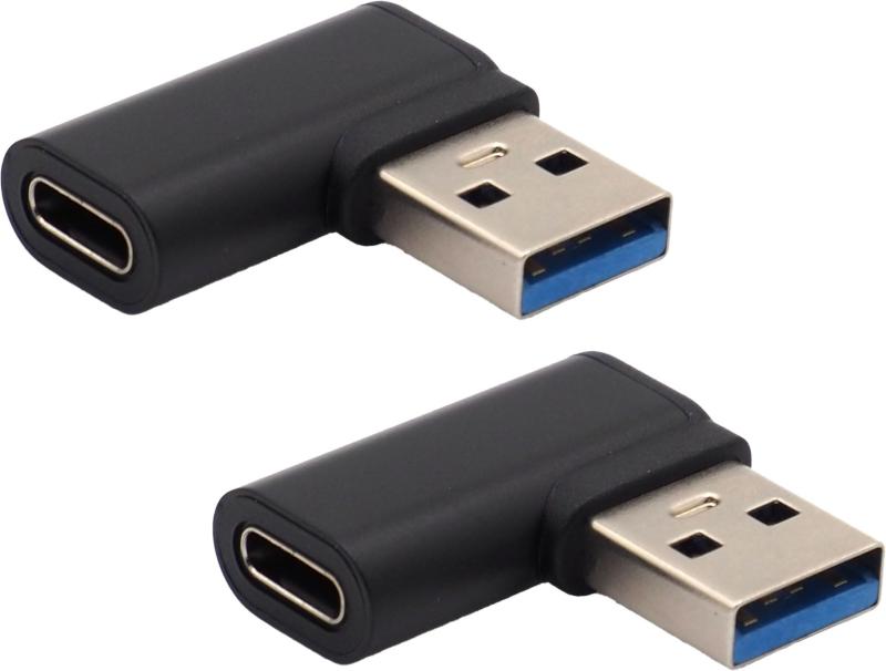 オーディオファン USB3.0 Type-Aオス ⇔ Type-Cメス L字 変換アダプタ C 充電 高速データ転送 ブラック 2点セット 28×27.5mm