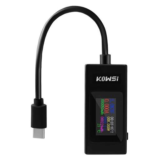 USB電圧 電流チェッカー USB-Cテスター 電圧4-30V 電流0-6.5A、温度 通電時間 容量 インピーダンスなど 多機能カラースクリーン 電流双方向表示 QC2.0、3.0、PD、VOOC急速充電プロトコルをサポート