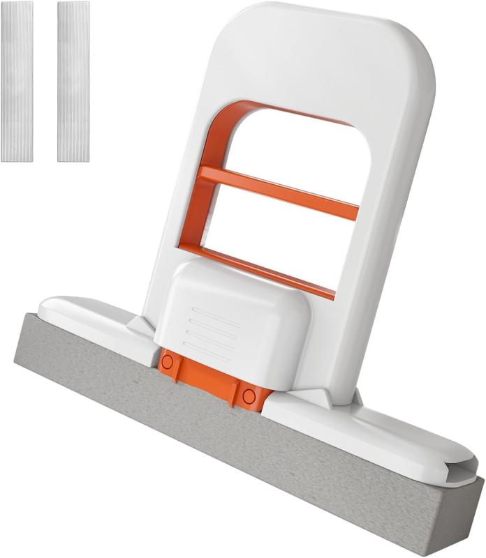 コンパクトハンディモップ、PVAスポンジ、ワンタッチ絞り、デスク・卓上クリーナー、乾湿両用、水拭き・乾拭き対応